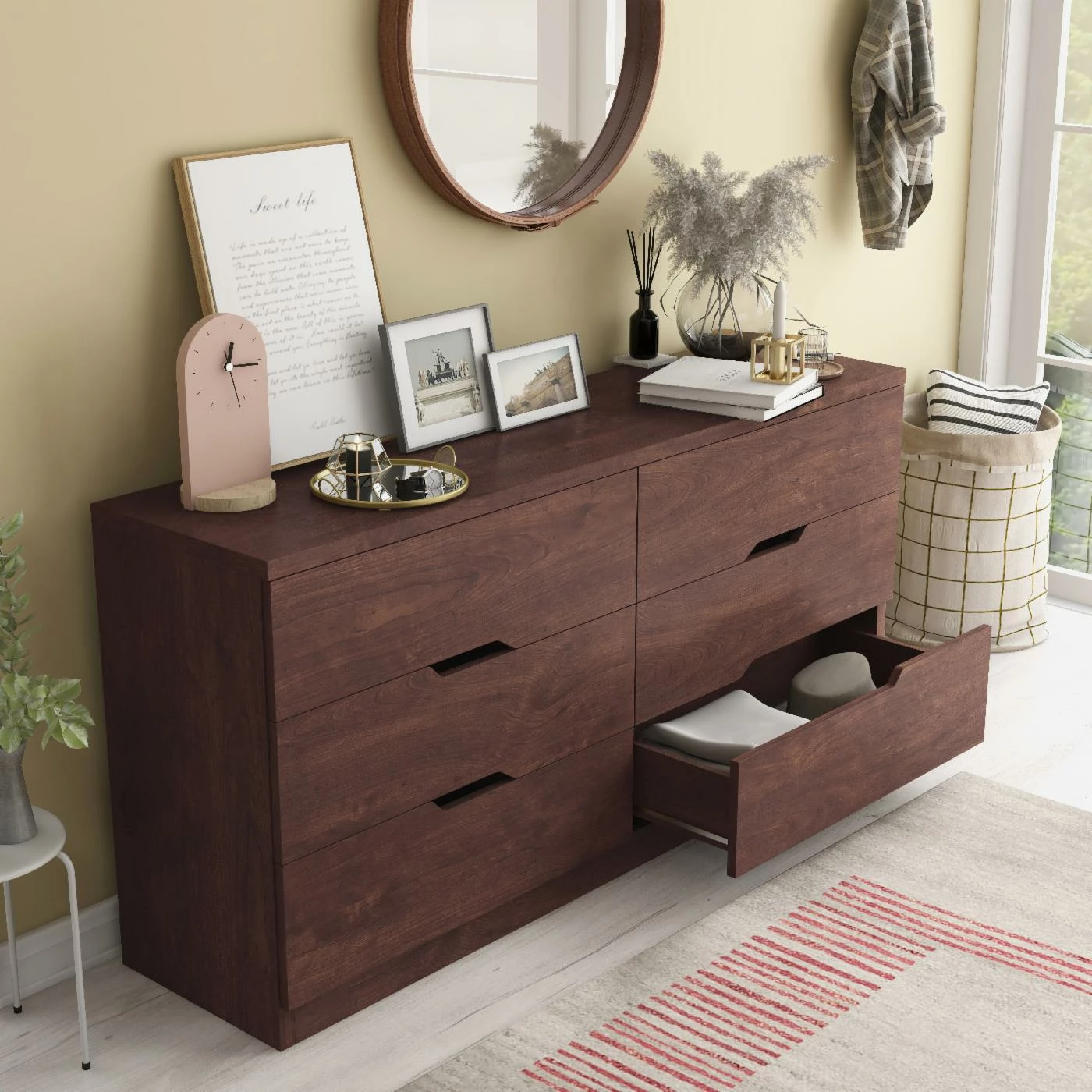 Flash Sale ๐ Dressers Furniture Of America Willeys Contemporary 6-Drawer ๐ Dresser - Red Cocoa ๐งจ - Image 4
