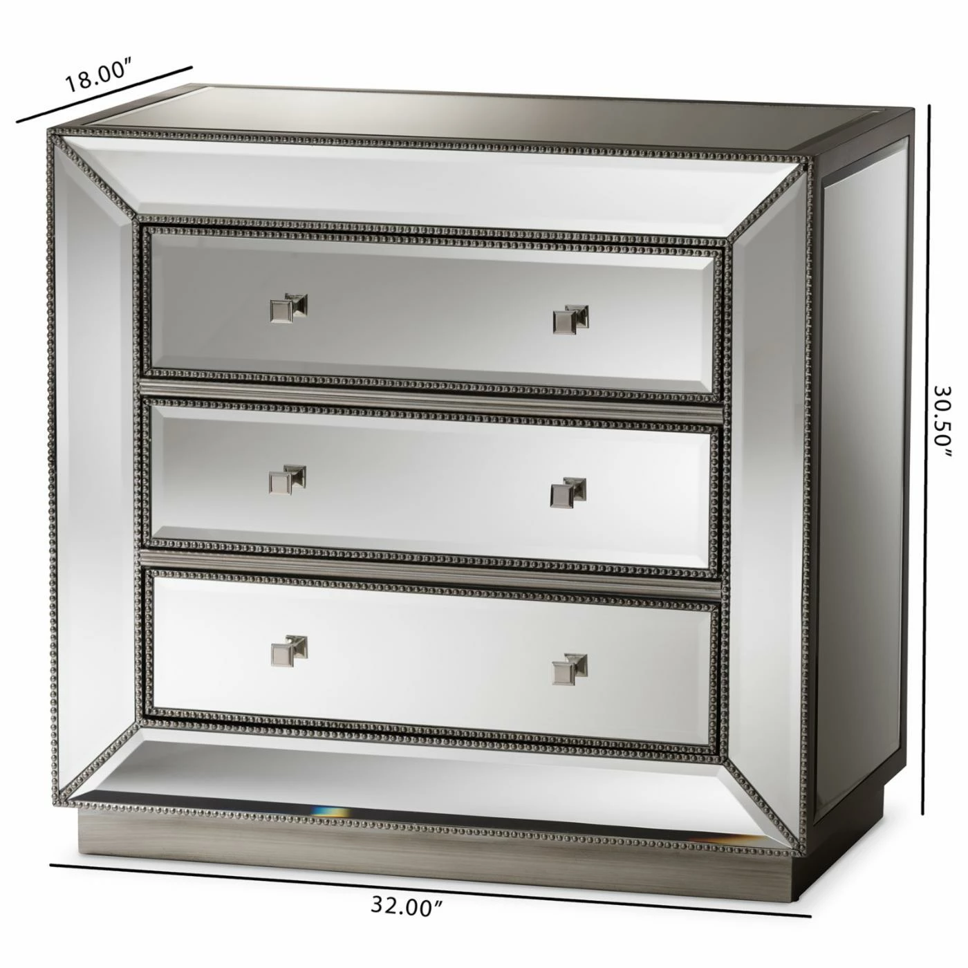 Coupon ⨠Chests Baxton Studio Edeline Mirrored 3-Drawer Chest 𧨠- Image 4