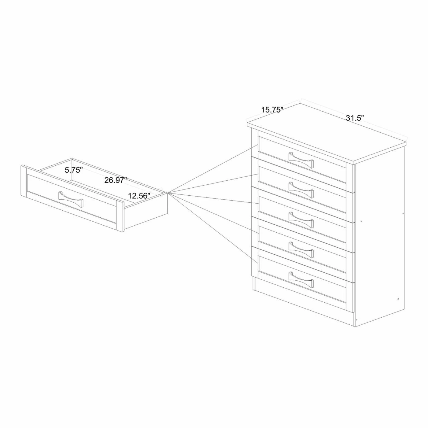 Best deal π Baxon Studio π Dressers Baxton Studio Colburn 5 Drawer Bedroom Chest π― - Image 7