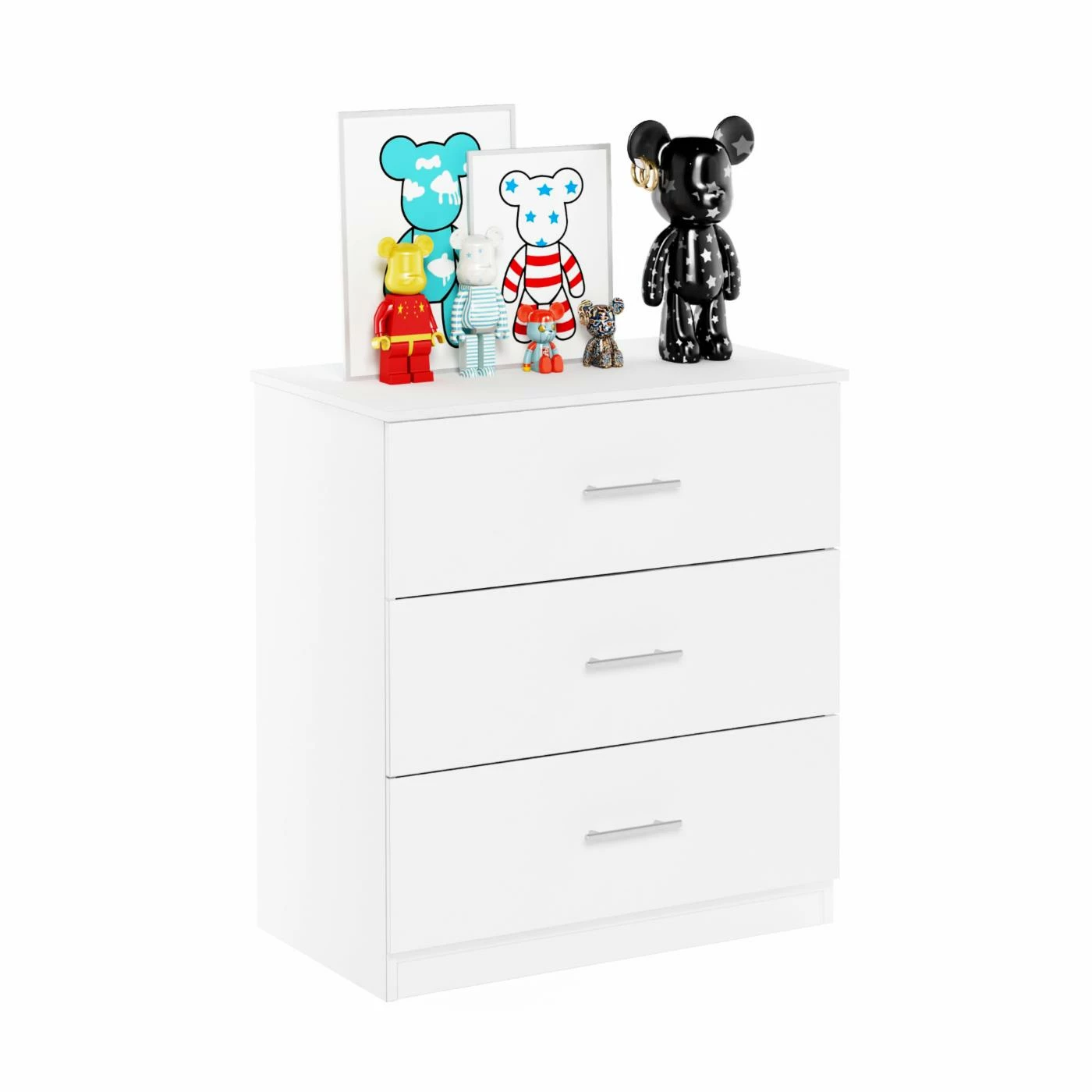 Best Sale ๐ Dressers Furinno Tidur Simple Design 3-Drawer ๐ Dresser With Handle, Solid White โญ - Image 3