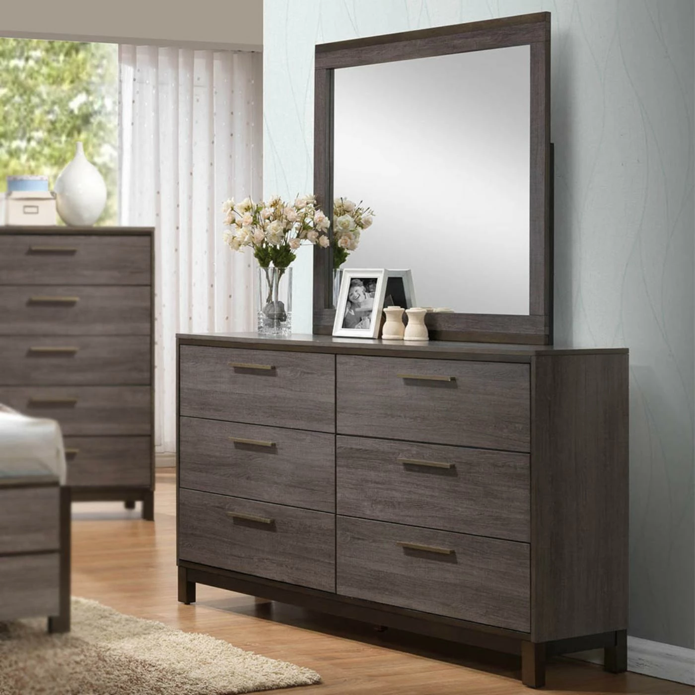 Wholesale 🔥 K&B Furniture 👗 Dressers K&B Furniture Antique Grey Wood Bedroom 👗 Dresser With Optional Mirror 😉 - Image 2