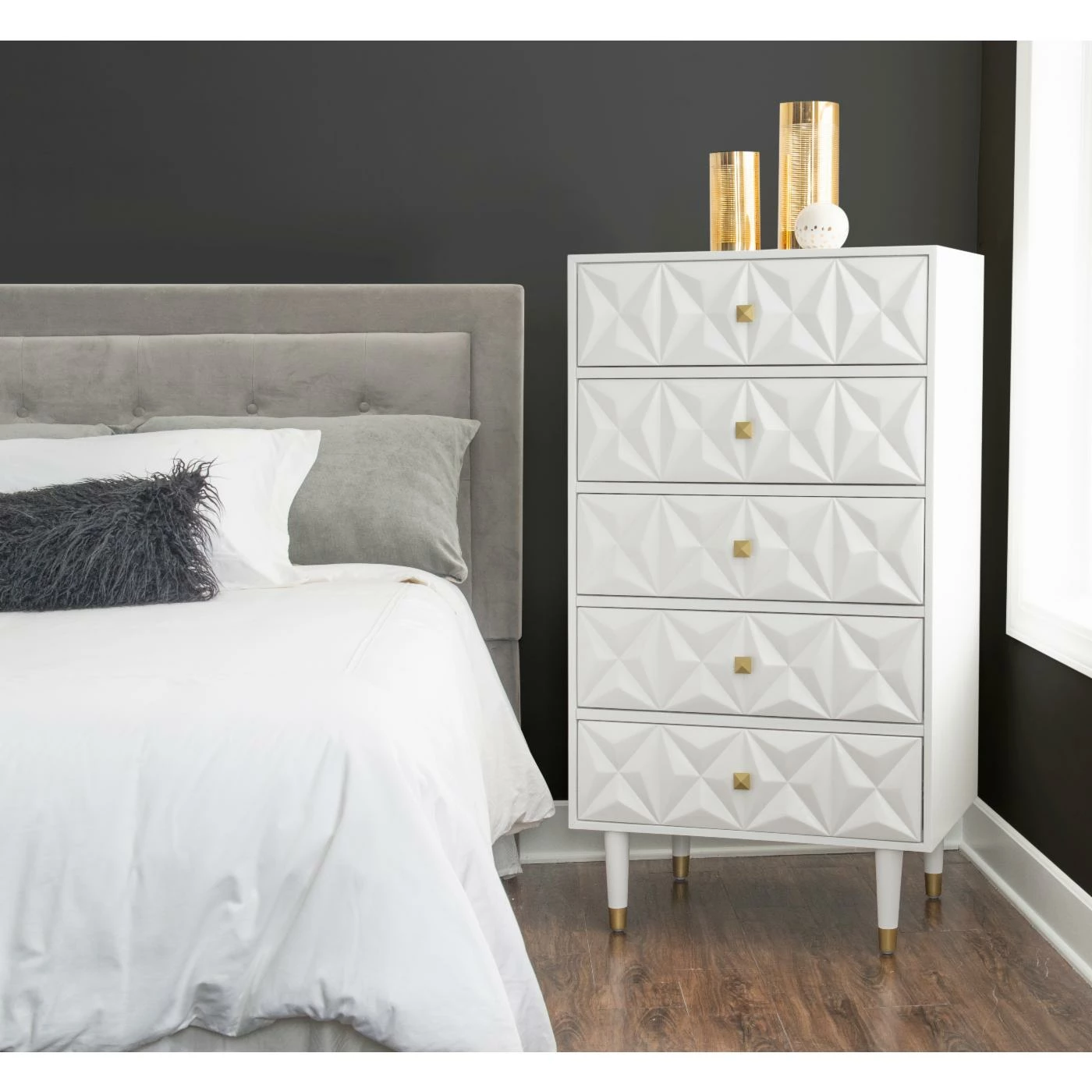 Best Sale ๐ Bedroom ๐ Dressers Linon Geo 5-Drawer ๐ Dresser - White โค๏ธ - Image 2