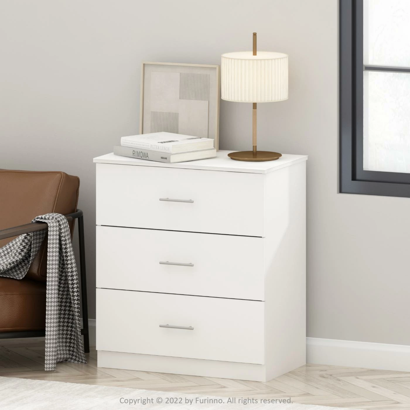 Best Sale ๐ Dressers Furinno Tidur Simple Design 3-Drawer ๐ Dresser With Handle, Solid White โญ - Image 2
