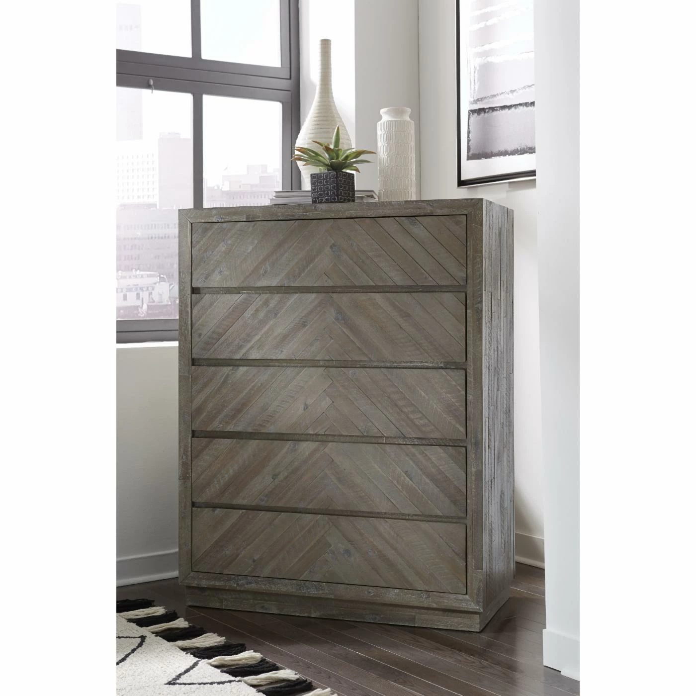 Best deal β Chests Modus Herringbone Solid Wood 5 Drawer Chest π - Image 2