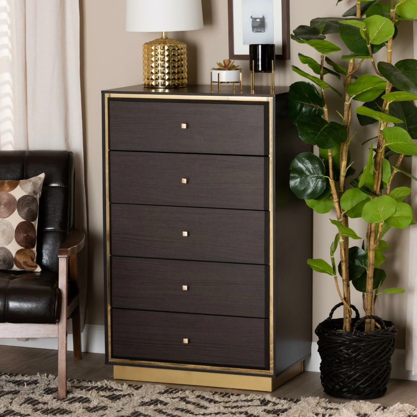 Deals β€οΈ Baxon Studio π Dressers Baxton Studio Cormac 5-Drawer Storage Chest β¨ - Image 2
