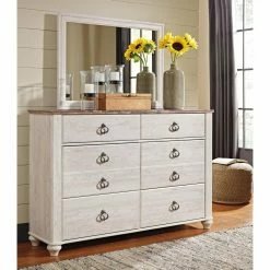 Budget 🎁 Dressers Signature Design By Ashley Willowton 6 Drawer 👗 Dresser With Optional Mirror 🧨