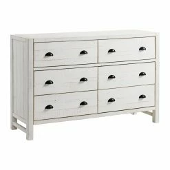 Discount 🌟 Dressers Alaterre Furniture Windsor 6-Drawer Double 👗 Dresser - Driftwood White 👏