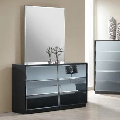 Best Sale 😀 Dressers Chintaly Venice 6 Mirrored Drawer 👗 Dresser 💯