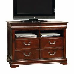 Promo 🎁 Media Chests & 👗 Dressers Furniture Of America Grand Central 4 Drawer Media Chest - Cherry ❤️