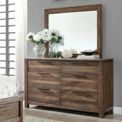 Best Pirce 👍 Bedroom 👗 Dressers Furniture Of America Ruybal Rustic 6 Drawer 👗 Dresser And Mirror Set 🔔