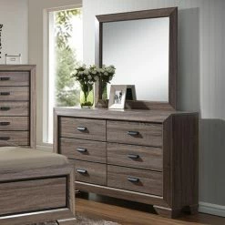 Coupon 😀 K&B Furniture 👗 Dressers K&B Furniture Brown Wood Bedroom 👗 Dresser With Optional Mirror 🔔