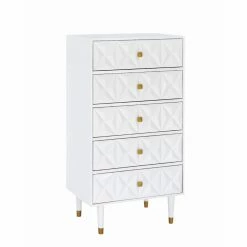 Best Sale 🛒 Bedroom 👗 Dressers Linon Geo 5-Drawer 👗 Dresser - White ❤️