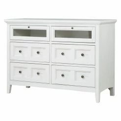 Buy 🤩 Media Chests & 👗 Dressers Magnussen Heron Cove Relaxed Traditional Soft White Media Chest ❤️