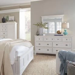 Best deal 🥰 Dressers Magnussen Heron Cove Relaxed Traditional Soft White 7 Drawer 👗 Dresser With Optional Mirror 🎁