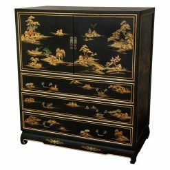 Discount 😀 Dressers Oriental Furniture Tall Black Lacquered 👗 Dresser 🤩