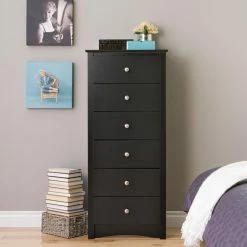 Budget 👏 Lingerie Chests Prepac Sonoma 6-Drawer Lingerie Chest - Black 😍