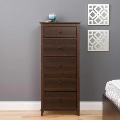 New π₯° Lingerie Chests Prepac Yaletown 5-Drawer Tall Chest - Espresso π―