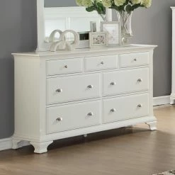 Budget ✨ Dressers Roundhill Furniture Laveno White Wood 7 Drawer 👗 Dresser 😉