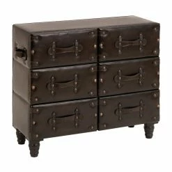 Outlet 🎁 Dressers DecMode 6 Drawer Leather 👗 Dresser ✔️