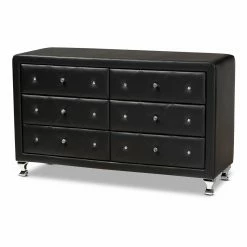 Best deal 😍 Wholesale Interiors 👗 Dressers Baxton Studio Stella Crystal Tufted Upholstered 6 Drawer Modern 👗 Dresser 🤩