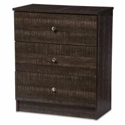Best Sale โญ Bachelors Chests Baxton Studio Decon 3 Drawer Chest - Brown โจ