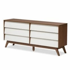 New 🎁 Dressers Baxton Studio Hildon 6-Drawer Storage 👗 Dresser 🔔