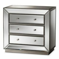 Coupon ✨ Chests Baxton Studio Edeline Mirrored 3-Drawer Chest 🧨