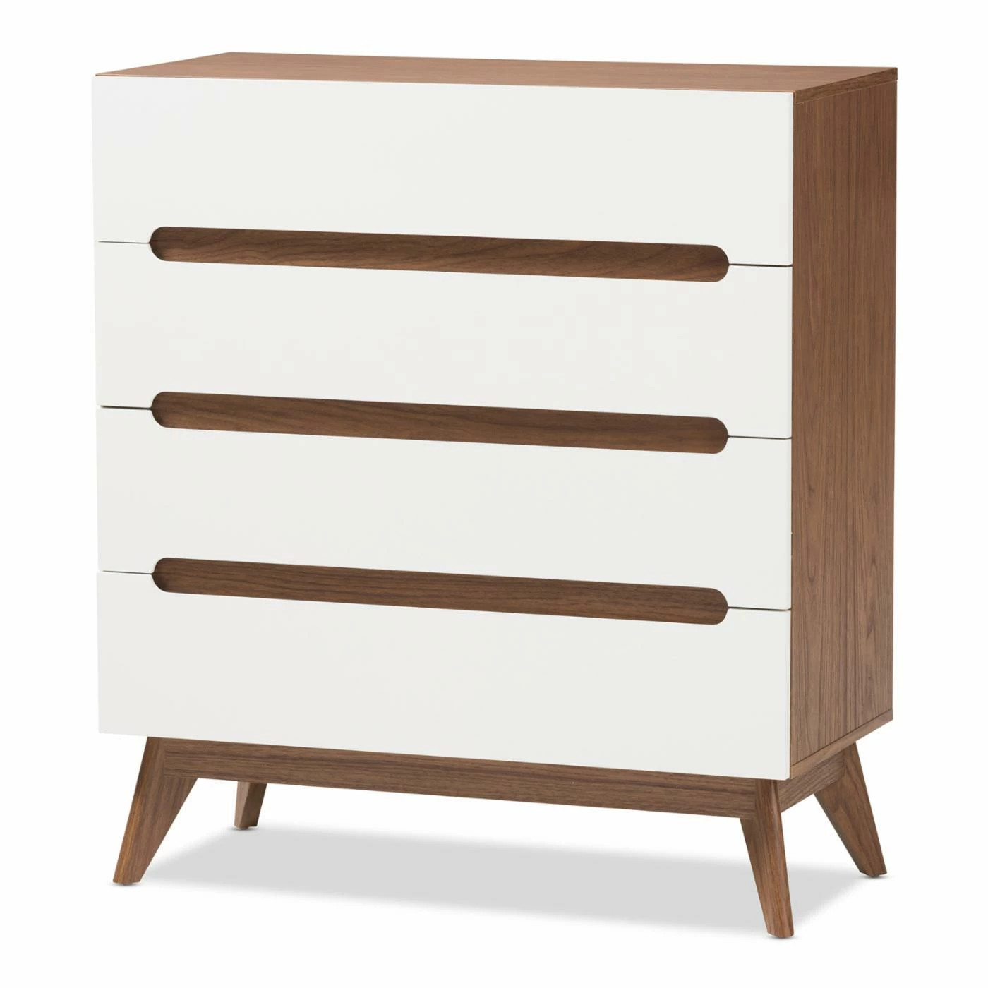 New π Chests Baxton Studio Calypso White And Walnut Wood 4-Drawer Storage Chest π