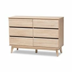Buy 🥰 Dressers Baxton Studio Miren Mid-Century Modern 6 Drawer 👗 Dresser 🧨