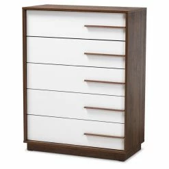 Deals 🔥 Chests Baxton Studio Mette Two-Tone Finished 5 Drawer Wood Chest 💯