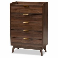 Best Pirce 🎁 Chests Baxton Studio Lena 5 Drawer Wood Chest 💯