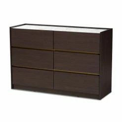 Cheapest 🛒 Dressers Baxton Studio Walker 6-Drawer 👗 Dresser With Faux Marble Top ✔️
