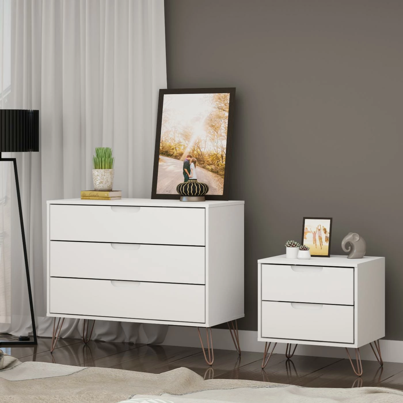 New 😀 Dresser Set Manhattan Comfort Rockefeller 3 Drawer 👗 Dresser And 2 Drawer Nightstand 🌟 - Image 5